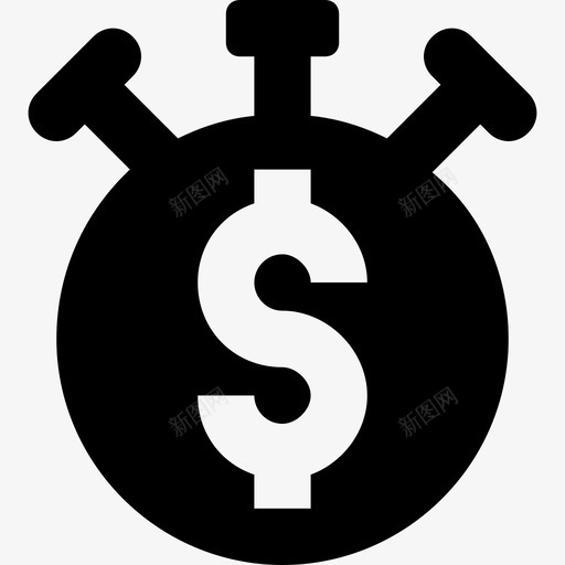 秒表计时器美元图标svg_新图网 https://ixintu.com 时间就是金钱 秒表 税收提醒 美元 计时器 银行和金融字形图标