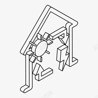 家庭电力能源图标图标