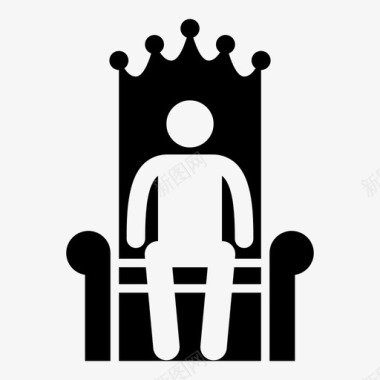 王位上的国王君主君主制图标图标