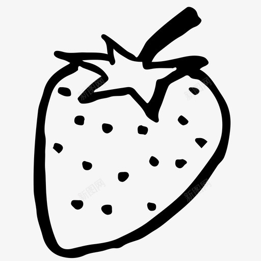 草莓食物水果图标svg_新图网 https://ixintu.com 水果 素描 素描图标 自然 草莓 食物 黑白水果