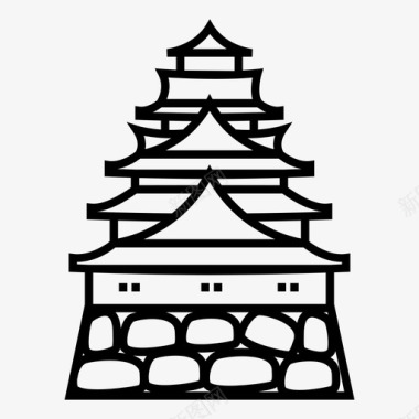 大阪城堡历史建筑标志性地标图标图标