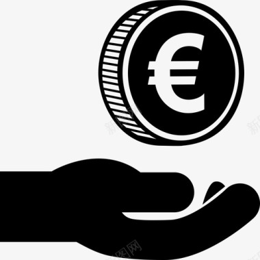 捐出欧元硬币慈善捐款图标图标