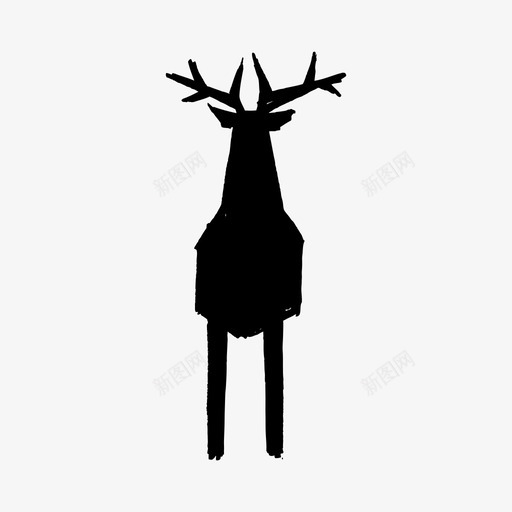 鹿动物麋鹿图标svg_新图网 https://ixintu.com 动物 手绘 站立 驯鹿 鹿 麋鹿