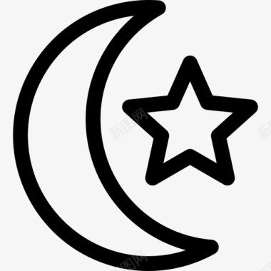 星星和新月自然poi信号轮廓图标图标