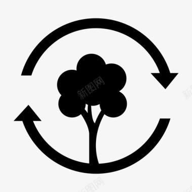 再生树环境自然图标图标