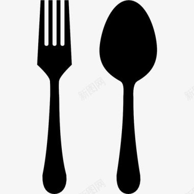 叉子勺吃的银器图标图标