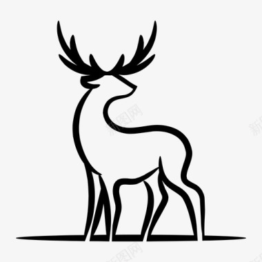 鹿动物动物线图标图标