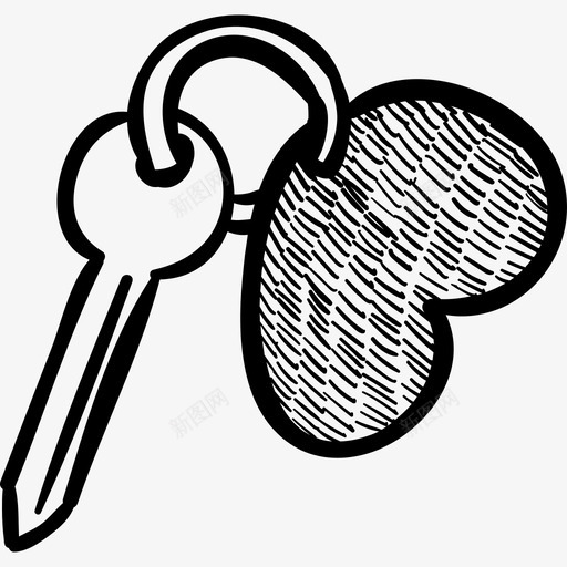 心形钥匙链带钥匙标牌图标svg_新图网 https://ixintu.com 带钥匙 心形钥匙链 情人节礼物 标牌