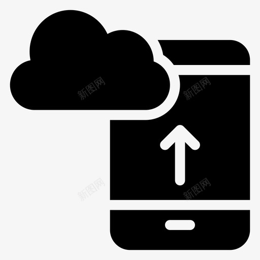 移动上传云数据图标svg_新图网 https://ixintu.com 云 存储 手机 搜索引擎优化营销字形图标第一卷 数据 移动上传 设备