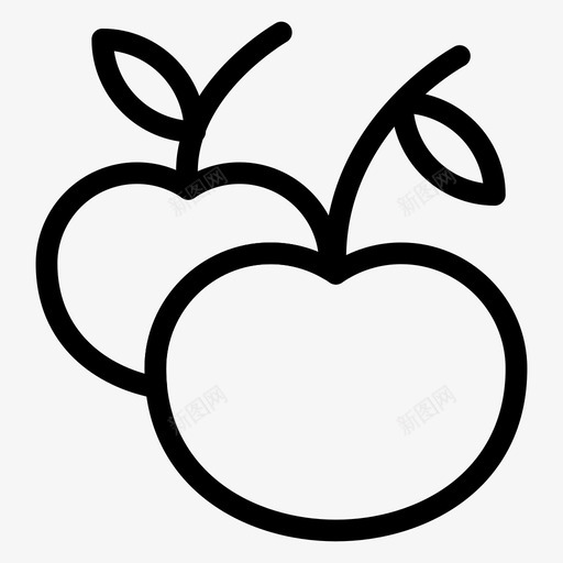 苹果樱桃水果图标svg_新图网 https://ixintu.com 健康 樱桃 水果 甜蜜 苹果 酒店餐厅线图标