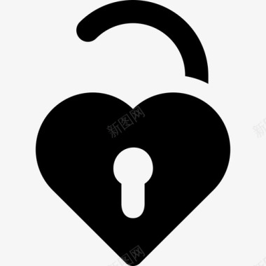 心形开放锁形状圣瓦伦丁图标图标