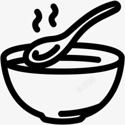 汤匙的轮廓汤碗食物图标高清图片