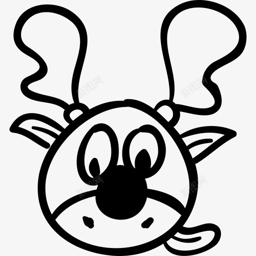 驯鹿卡通头标志手绘圣诞图标svg_新图网 https://ixintu.com 手绘圣诞 标志 驯鹿卡通头