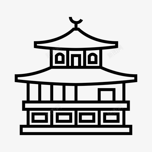 金阁寺日本建筑流行建筑图标svg_新图网 https://ixintu.com 地标轮廓图标集 宗教场所 旅游景点 日本建筑 流行建筑 金阁寺