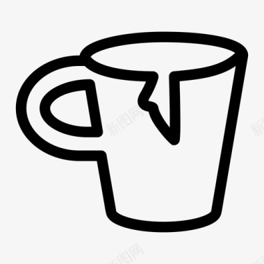 破杯子咖啡杯子图标图标