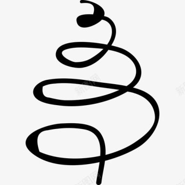 用螺旋线绘制的圣诞树手工绘制的圣诞节图标图标