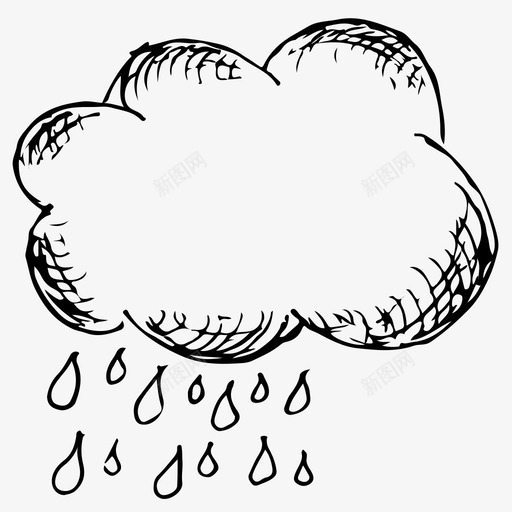 雨云手绘素描图标svg_新图网 https://ixintu.com 手绘 素描 素描图标 雨云