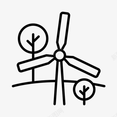 风力涡轮机环境绿色能源图标图标