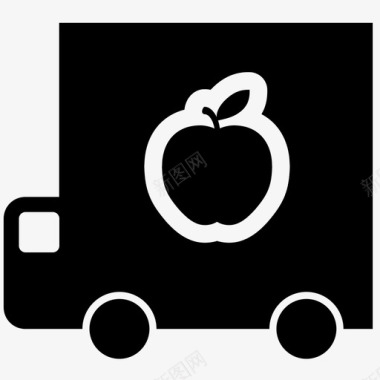 健康运送卡车运送健康苹果图标图标