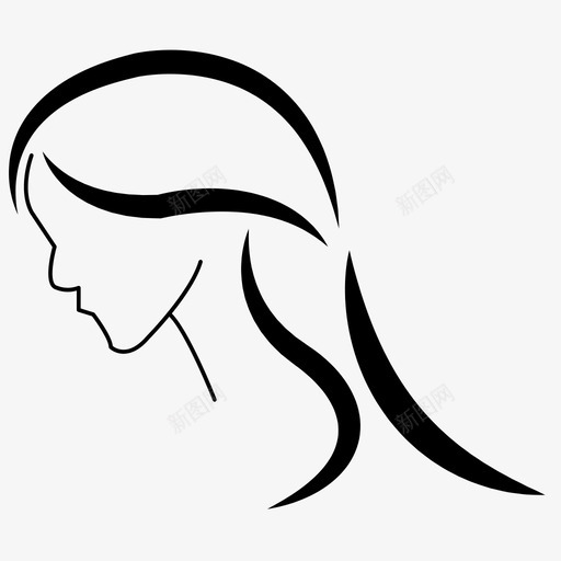 女孩脸头发女士图标svg_新图网 https://ixintu.com 侧面 头发 女人 女士 女孩脸