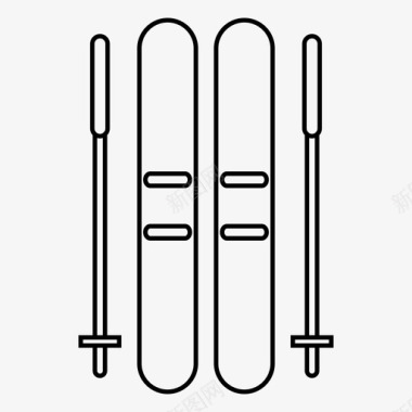 滑雪板板杆图标图标