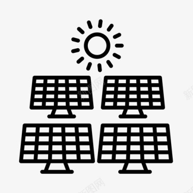 太阳能电池板生态绿色能源图标图标