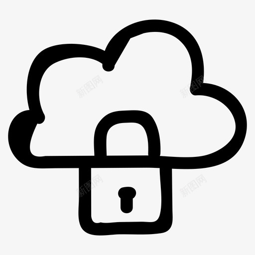 云锁密码图标svg_新图网 https://ixintu.com 云 天空 安全 安全手绘 密码 锁