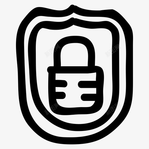 锁安全防护图标svg_新图网 https://ixintu.com 安全 手绘 锁 防护