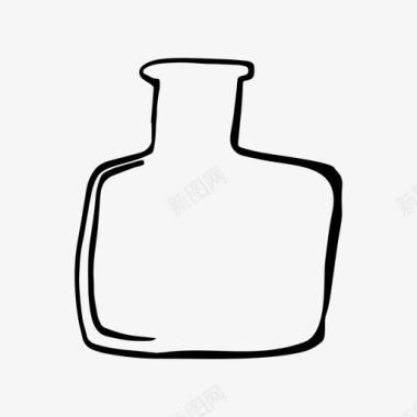 手绘方形瓶容器手绘图标图标