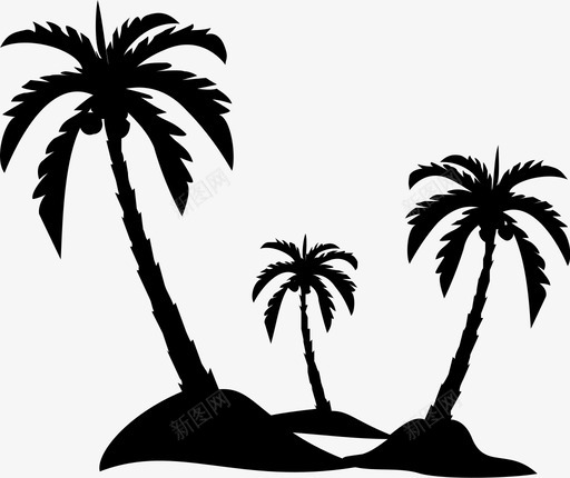 棕榈树海滩椰子图标svg_新图网 https://ixintu.com 岛 棕榈树 椰子 海滩