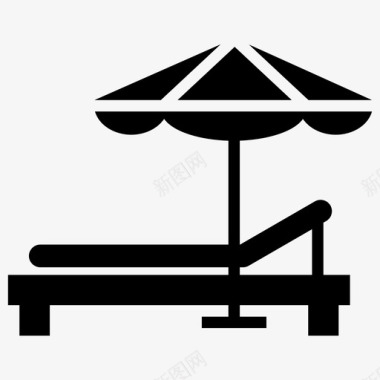 海滩沙滩伞躺椅图标图标