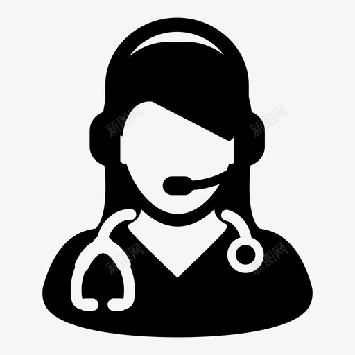 医生咨询耳机图标svg_新图网 https://ixintu.com 医生 医疗 医疗矢量图标 咨询 在线 女医生 耳机