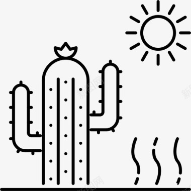 沙漠仙人掌太阳图标图标