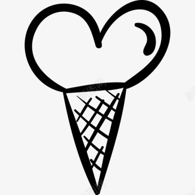冰淇淋圣瓦伦丁轮廓黑色图标图标