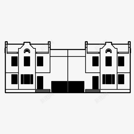城镇住宅住宅联排住宅图标svg_新图网 https://ixintu.com 住宅 城镇住宅 简易建筑 联排住宅
