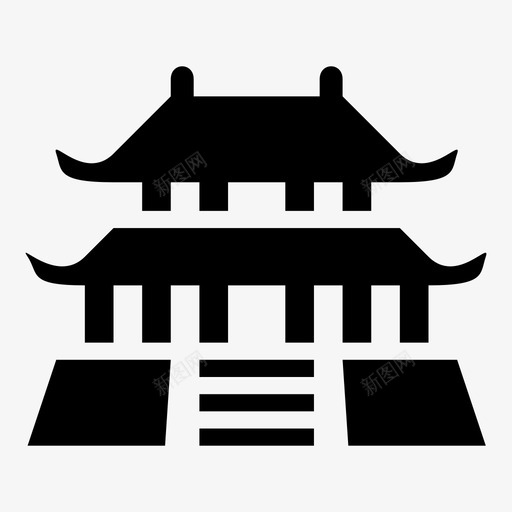 寺庙古代建筑图标svg_新图网 https://ixintu.com 古代 宝塔 寺庙 建筑 水墨寺庙 神殿