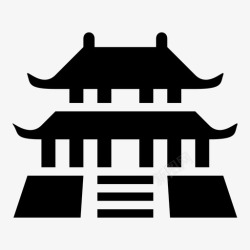 水墨标识寺庙古代建筑图标高清图片