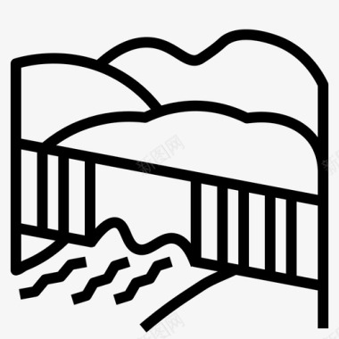 水力发电水坝电力图标图标