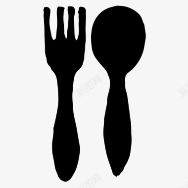 叉子和勺子餐具银器图标图标