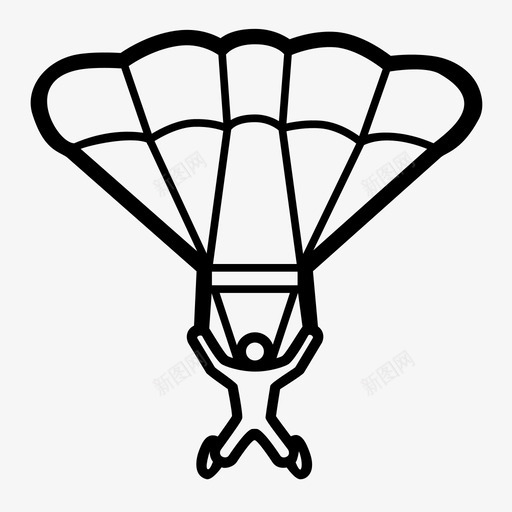跳伞滑翔降落伞图标svg_新图网 https://ixintu.com 滑翔 跳伞 运动 降落伞