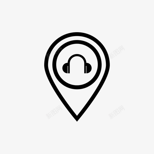插针耳机地图插针图标svg_新图网 https://ixintu.com 地图插针 插针 插针线路 耳机 音乐