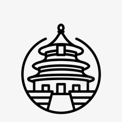 北京天坛插画北京建筑中国图标高清图片