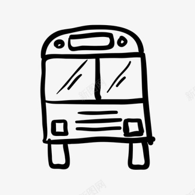 公共汽车通勤手绘图标图标