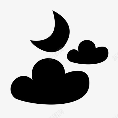 多云的夜晚多云的天空图标图标