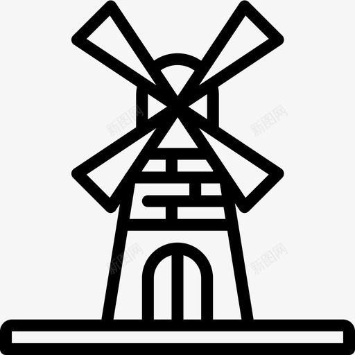 风车建筑农场图标svg_新图网 https://ixintu.com 农场 建筑 建筑轮廓 风车