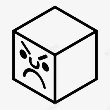 疯狂的立方体脸愤怒情绪图标图标
