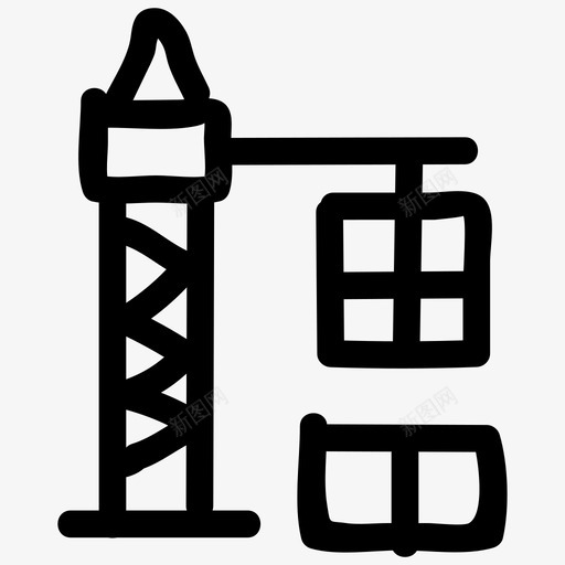 建筑箱子起重机图标svg_新图网 https://ixintu.com 升降机 建筑 物流配送手绘图标 箱子 起重 起重机 送货