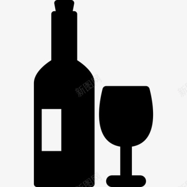 一瓶一杯的酒食物饮料图标图标