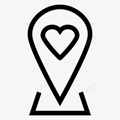 心脏位置地图图标svg_新图网 https://ixintu.com 位置 地图 地图和导航线图标 大头针 心脏 指针 目标