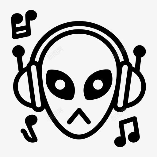奇怪的音乐怪异的音乐外星人图标svg_新图网 https://ixintu.com 外星人 奇怪的音乐 怪异的音乐 摇滚乐 电子音乐 耳机 音频
